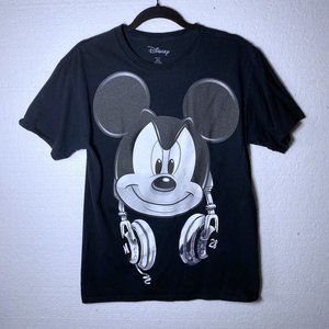 Disney Mickey Mouse Women's Size Medium DJ Music Graphic Tee T-Shirt Black